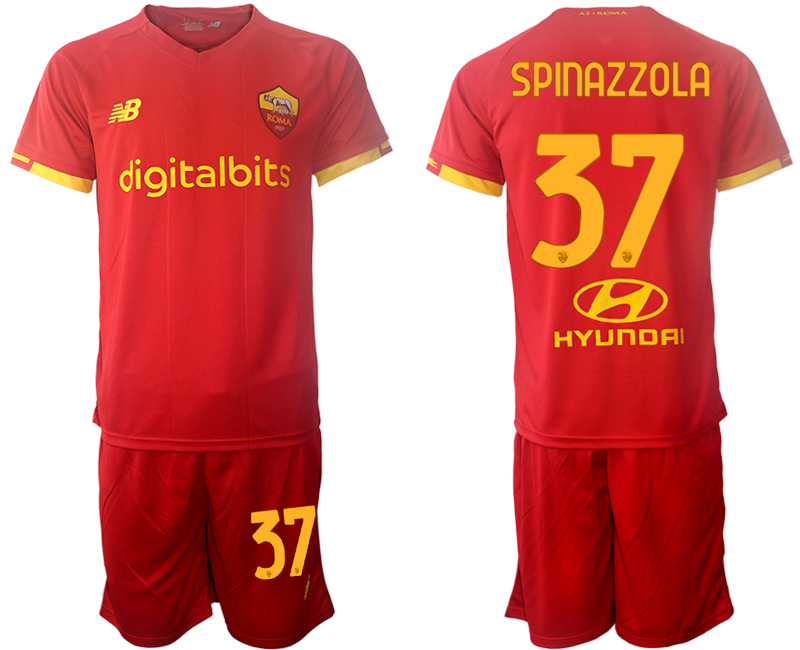 Men 2021-2022 Club AS Roma home red #37 Soccer Jersey